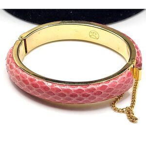 Ralph Lauren Hinged Pink Leather Goldtone Metal 7in